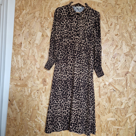 Preloved Albaray Long Sleeve Leopard Print Shirtdress Size 8
