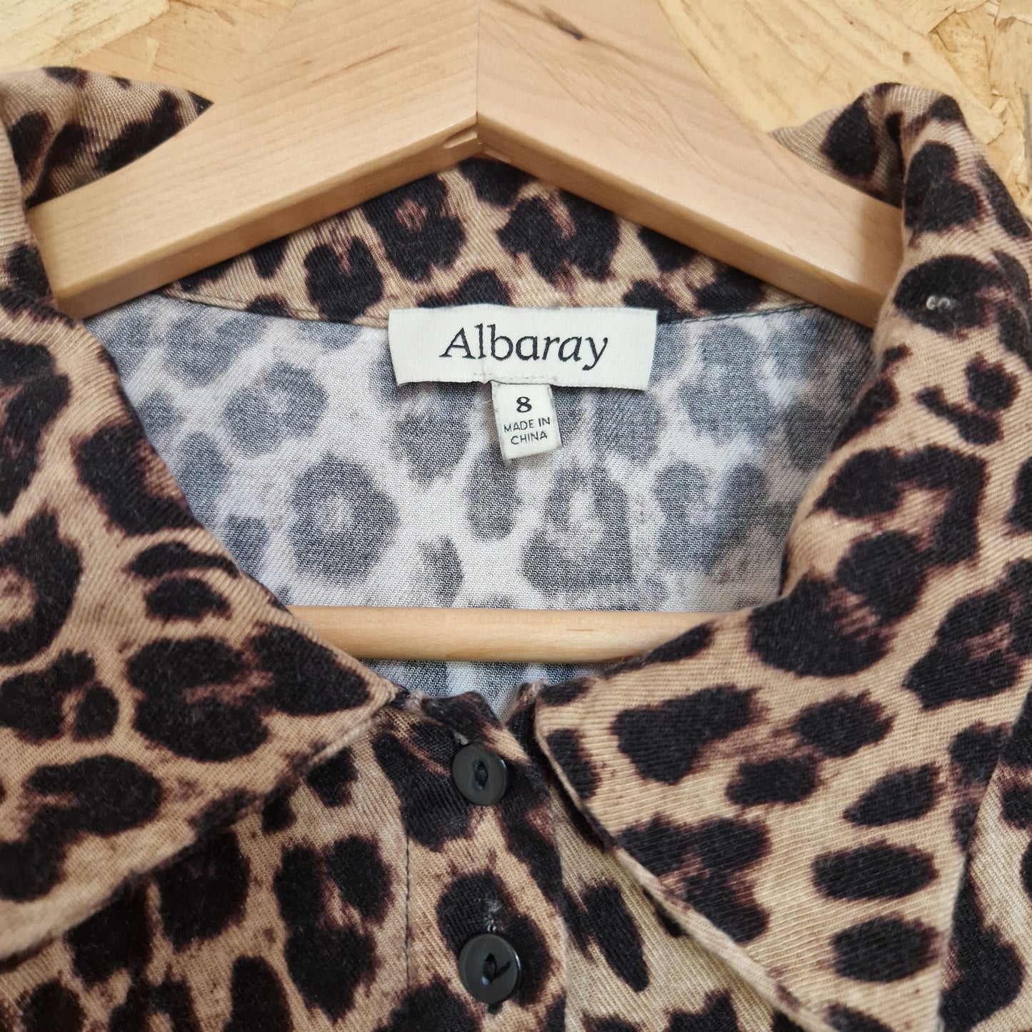 Preloved Albaray Long Sleeve Leopard Print Shirtdress Size 8