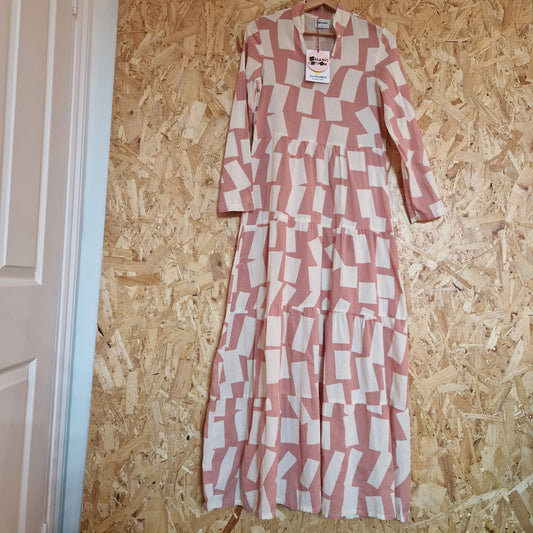 Brand New Bobo Choses Long Sleeve Geo Print Dress with Panelled Skirt Size XSmall