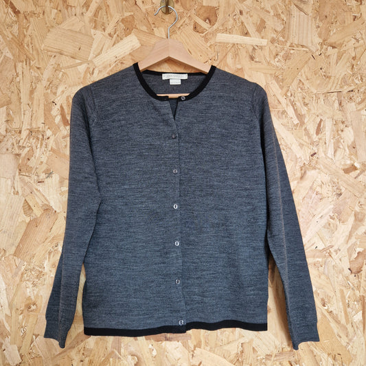 Preloved John Smedley Contrast Trim Extra Fine Merino Wool Cardigan Size Medium