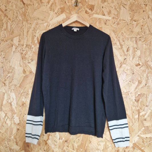 Preloved Whistles Crew Neck Jumper with Stripe Sleeve Panel Size 16