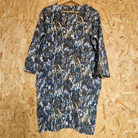 Preloved COS Long Sleeve Printed Square Neck Dress Size Medium