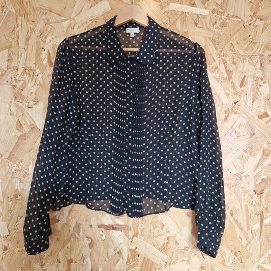Preloved Phase Eight Polka Dot Chiffon Blouse Size 14