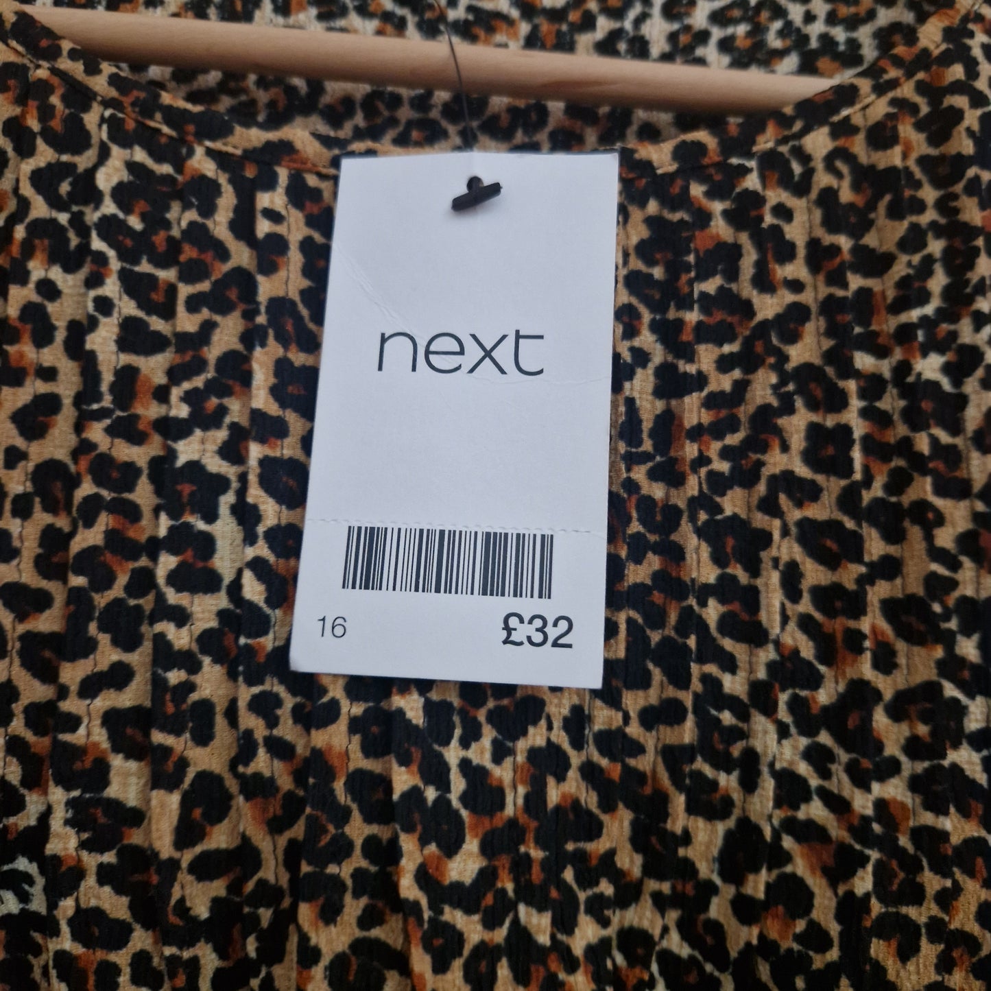 Brand New Next Long Sleeve Leopard Print Top with Frills Size 16