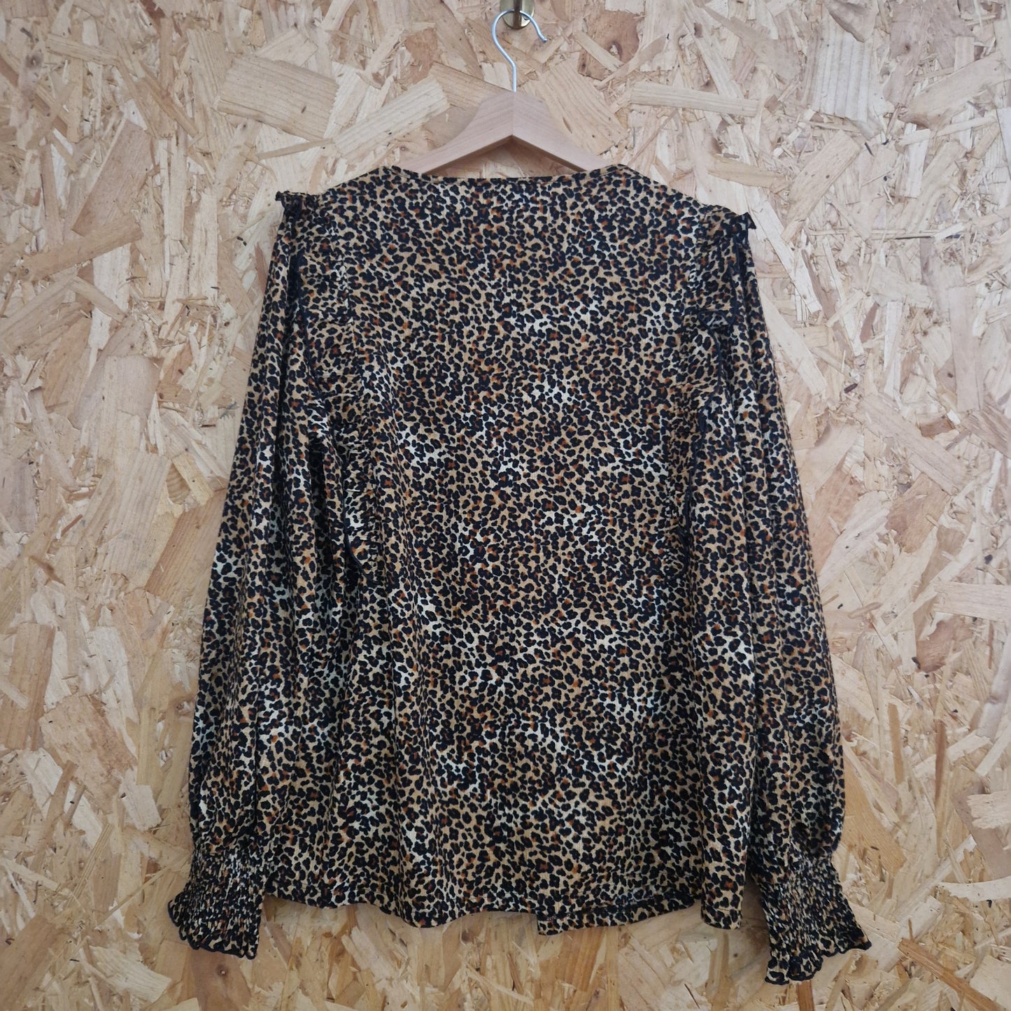 Brand New Next Long Sleeve Leopard Print Top with Frills Size 16
