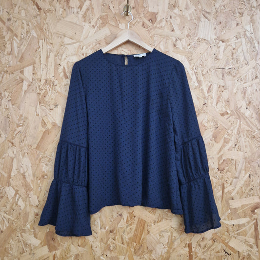 Preloved Warehouse Long Sleeve Polka Dot Top Size 14