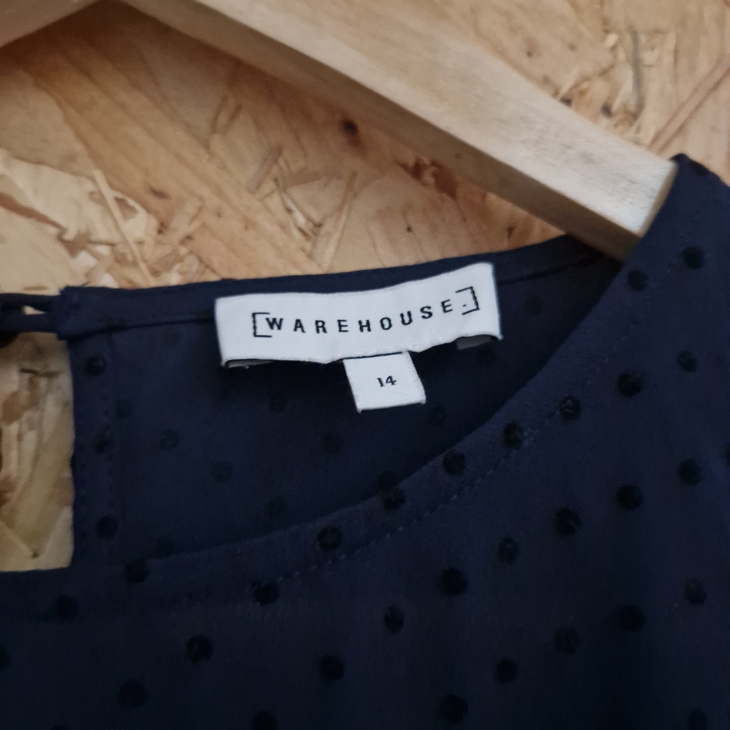 Preloved Warehouse Long Sleeve Polka Dot Top Size 14