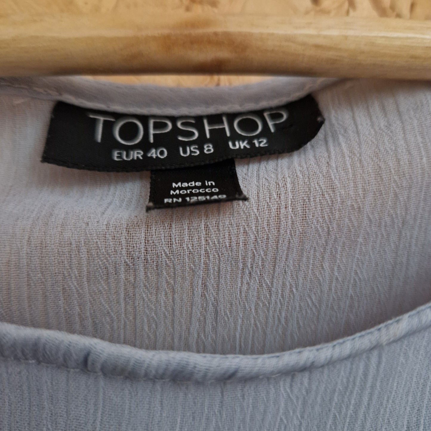 Preloved Topshop Chiffon Top with 'Lacing' Sleeve Detail Size 12