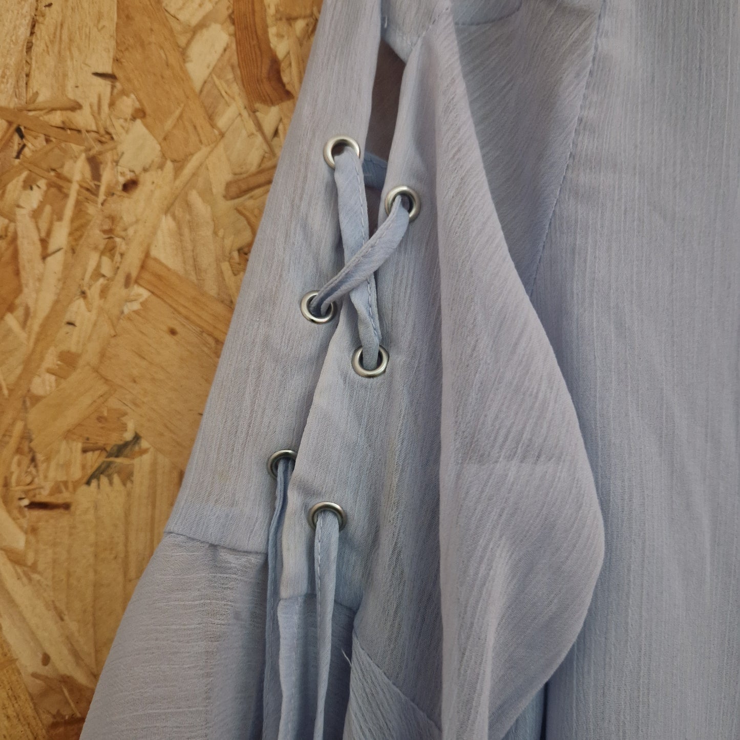 Preloved Topshop Chiffon Top with 'Lacing' Sleeve Detail Size 12