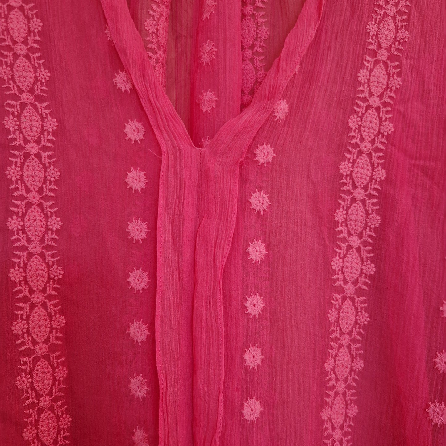 Preloved Zoa New York Embroidered  Chiffon Short Sleeve Blouse Size XSmall