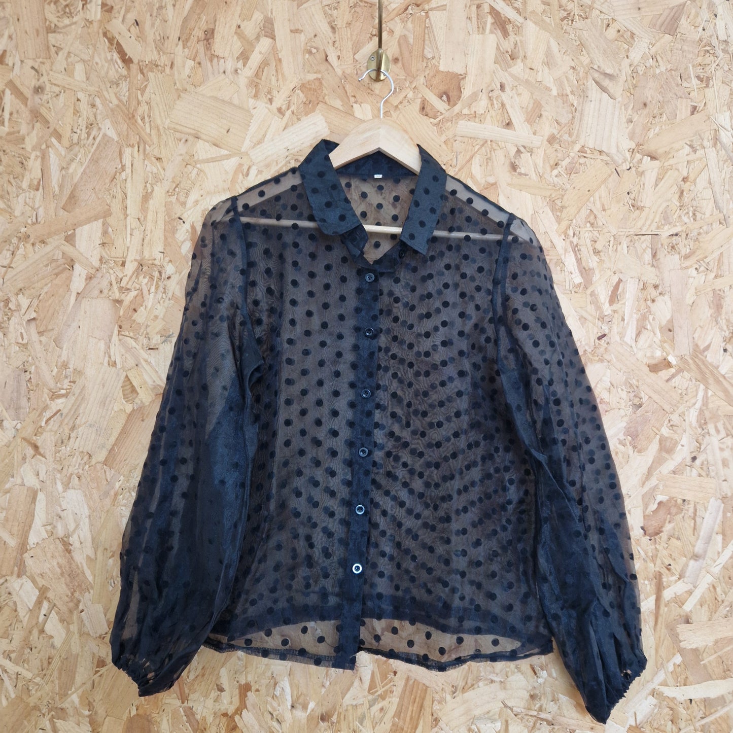 Vintage Organza Blouse with Polka Dot Pattern Size Medium