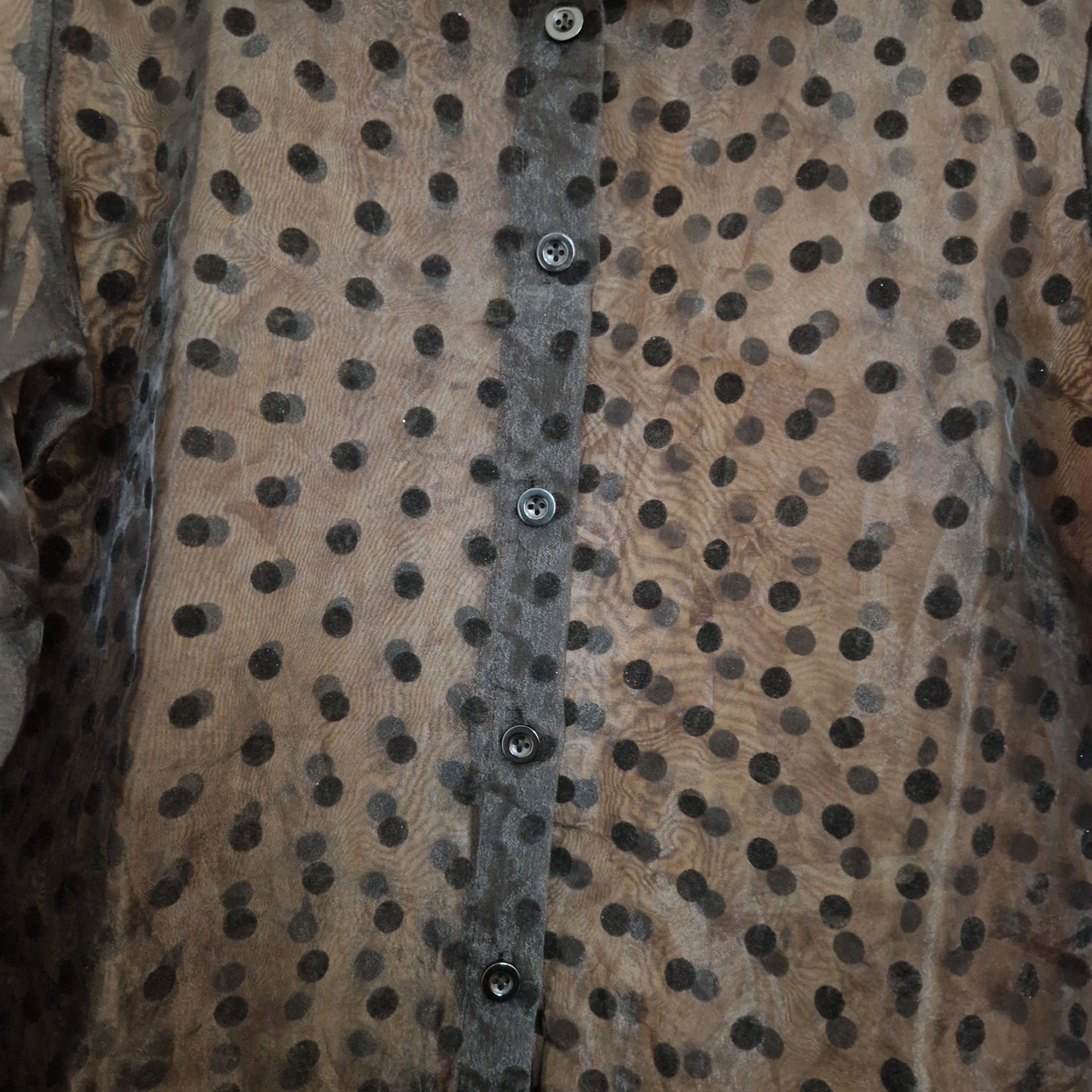 Vintage Organza Blouse with Polka Dot Pattern Size Medium