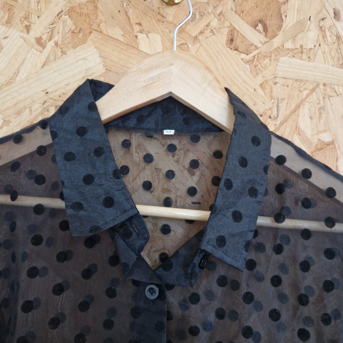 Vintage Organza Blouse with Polka Dot Pattern Size Medium