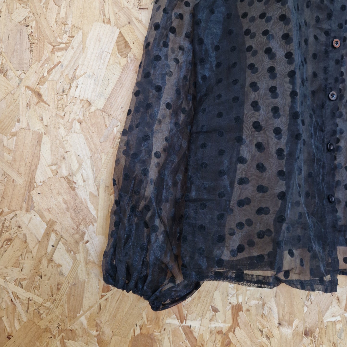 Vintage Organza Blouse with Polka Dot Pattern Size Medium