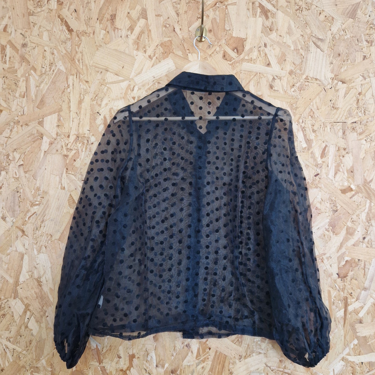 Vintage Organza Blouse with Polka Dot Pattern Size Medium