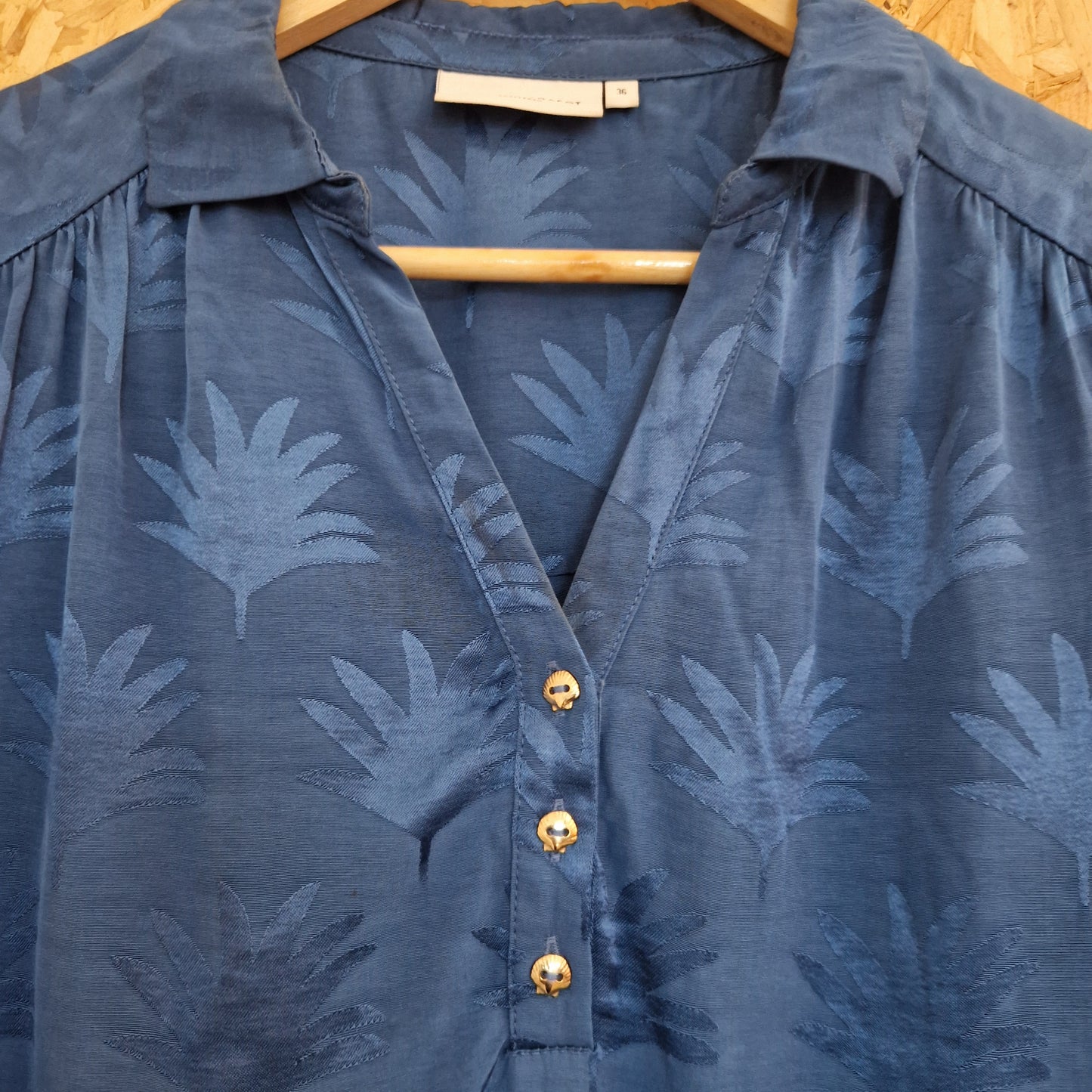 Preloved Fabienne Chapot Jacquard Pattern Blouse Size 36/ 10