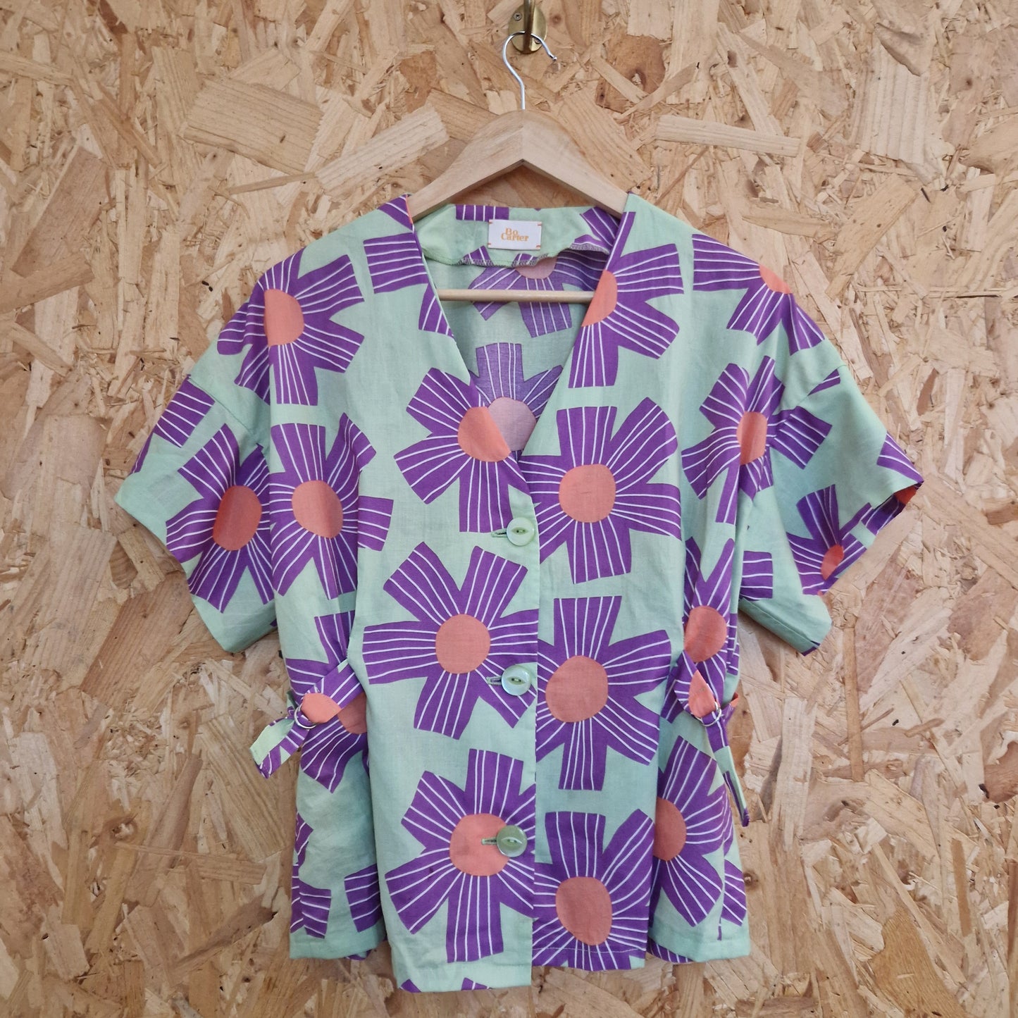 Preloved Bo Carter Patrycja Printed V-Neck Top with Side Adjusters Size XS