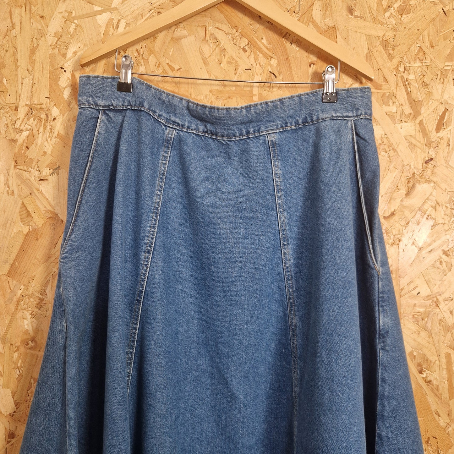 Brand New Topshop Denim Panelled Skirt Size 18